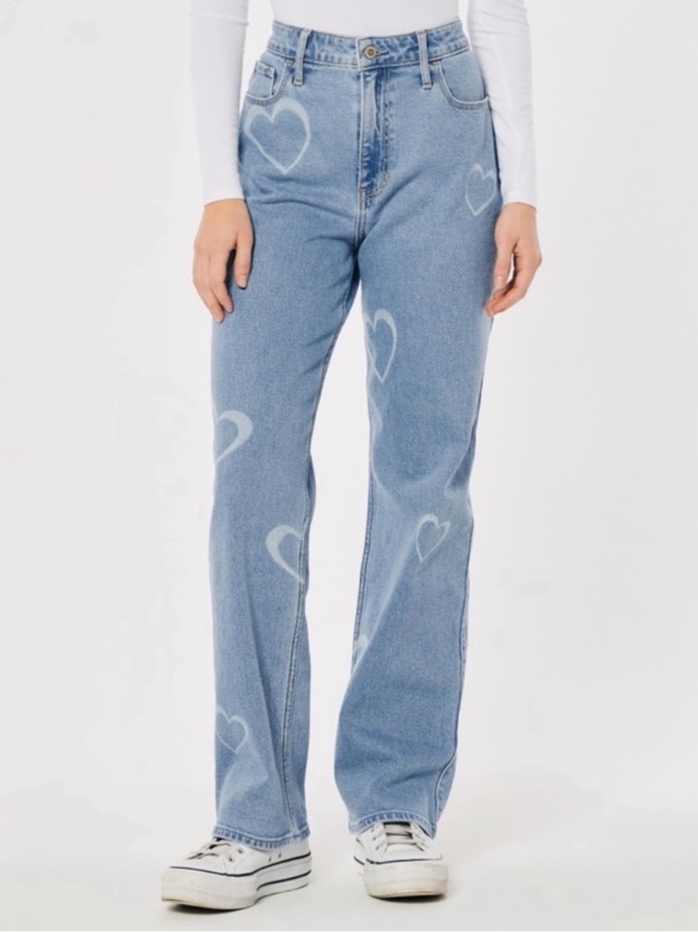 Hollister heart jeans size 32R / 14R Ultra high rise dad jeans.